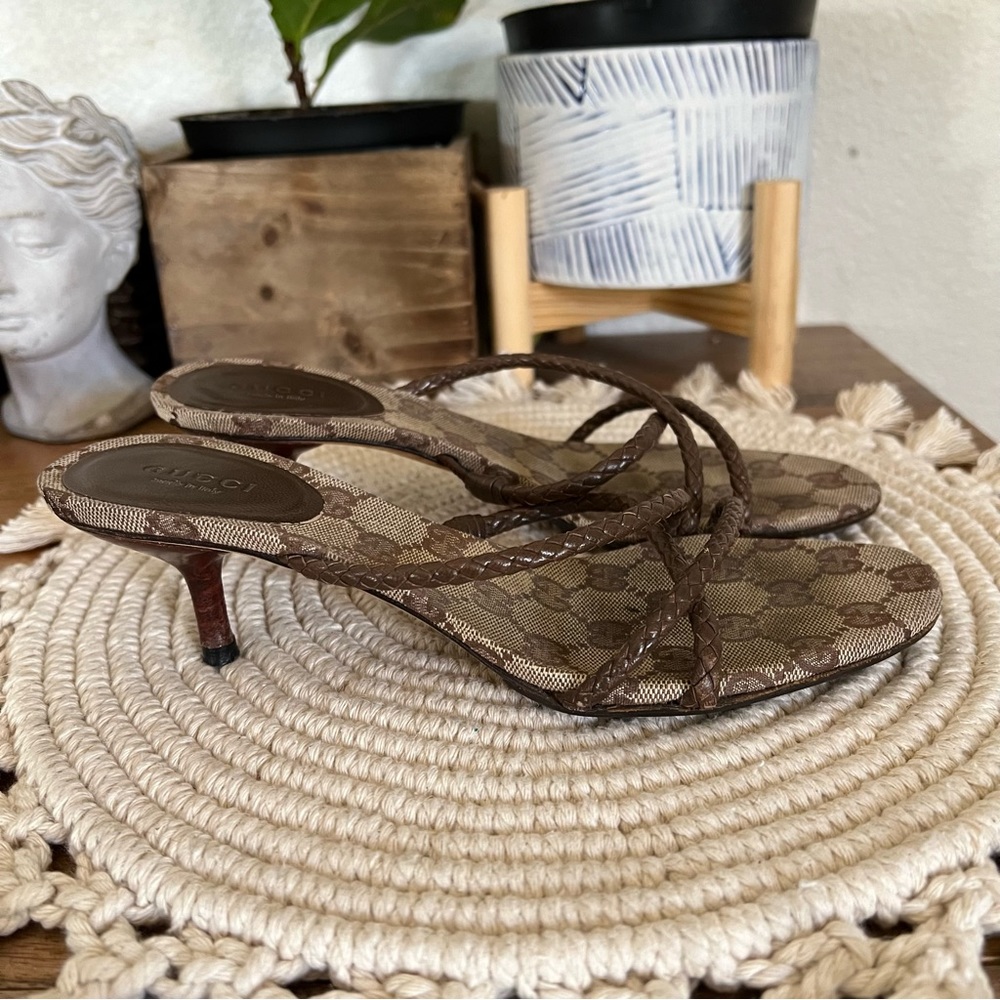 Gucci Brown Patterned Heels